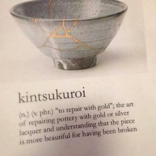 kintsukuroi repaired with gold